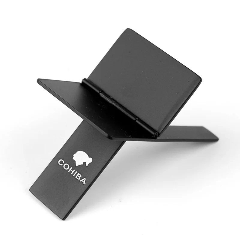 Практичные приспособления COHIBA, черная Высококачественная Складная подставка из нержавеющей стали, портативная пепельница для сигар