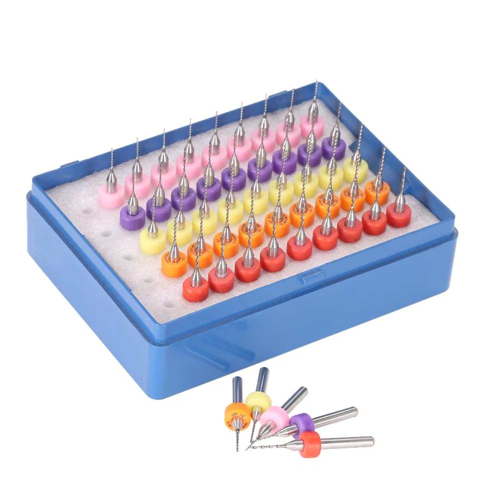 50pcs 0.5+0.6+0.7+0.8+0.9mm Tungsten Carbide Micro Drill Bits Set Engraving Tools for PCB Circuit Board | Инструменты