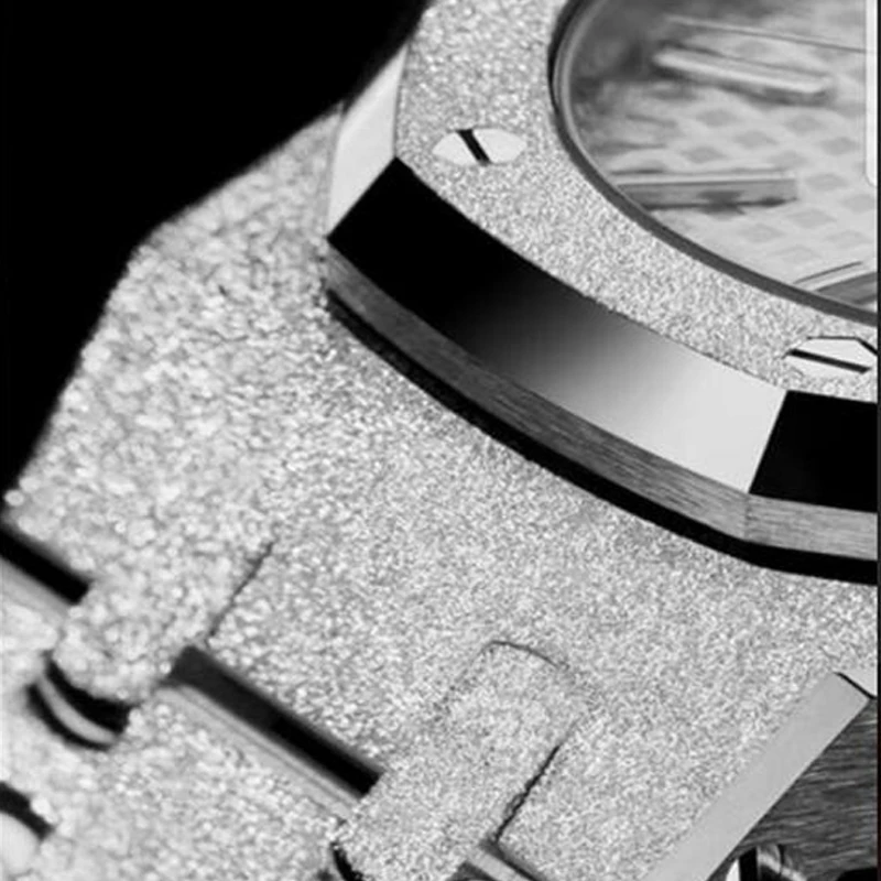 Роскошные Брендовые мужские часы AAA с серебряными бриллиантами синим