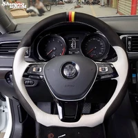 shining wheat hand stitched steering wheel cover for volkswagen vw golf 7 mk7 new polo jetta passat b8