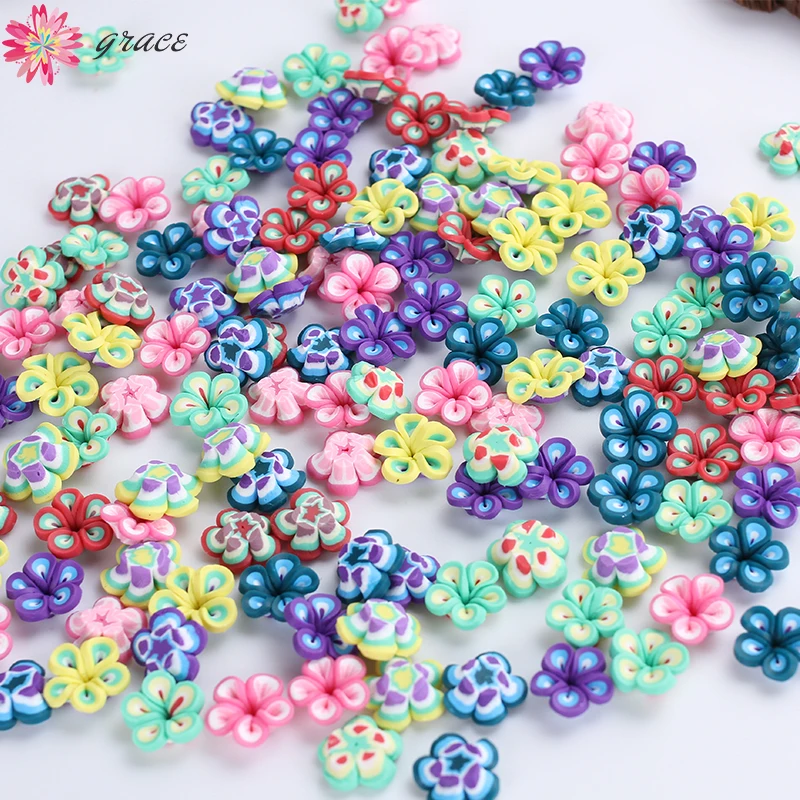 100pc/lot 11mm Small lovely Cute Flatback Polymer Clay Flower Beads For Crafts Scrapbook Diy Decoration Jewelry Making Materials | Украшения