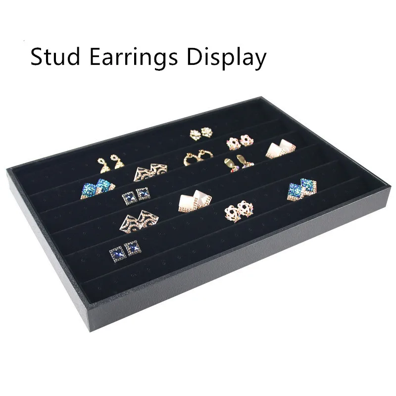 Ear studs black cash Черный бархат кольцо браслет ожерелье часы кулон, серьги с подвеской ручной ювелирные изделия лоток пластина Витрина Дисплей Держатель - Цвет: Ear studs black cash