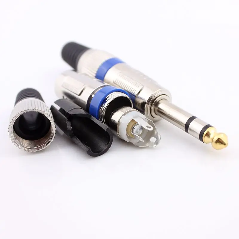 

100pcs DIY 1/4" TRS 6.35mm 6.5mm Stereo Audio Plug Amplifier Microphone Plug wire solder type