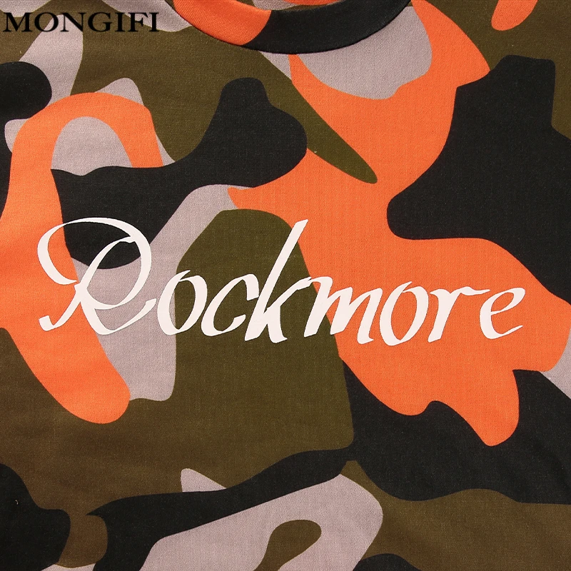 MONGIFI письмо Камуфляж Толстовка Для женщин укороченный топ Camo Hoodie Толстовки с