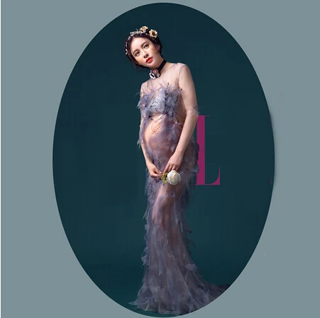 RQMaternity Dress Photography Pregnancy Clothes Maternity photography Long For Woma Free Size Q4 | Мать и ребенок