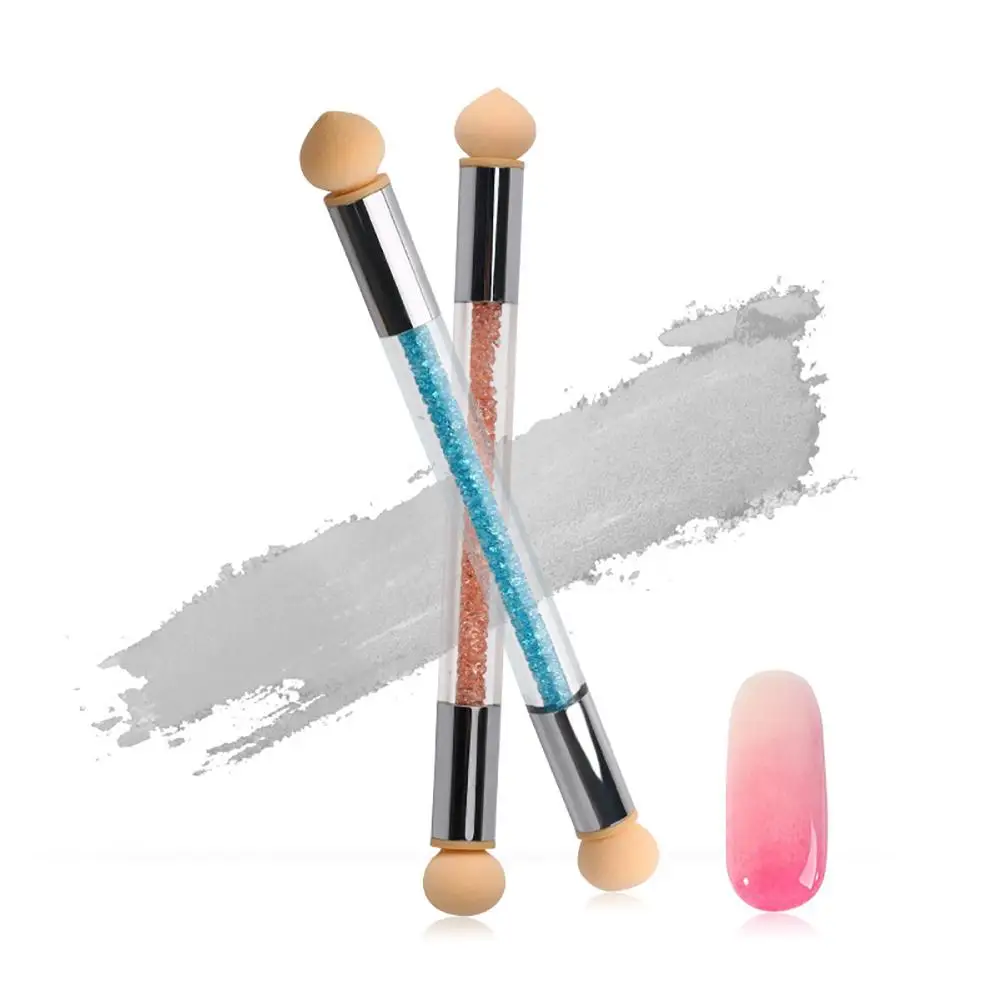 Двухсторонний Гель лак для дизайна ногтей цветная градиентная губка щетка