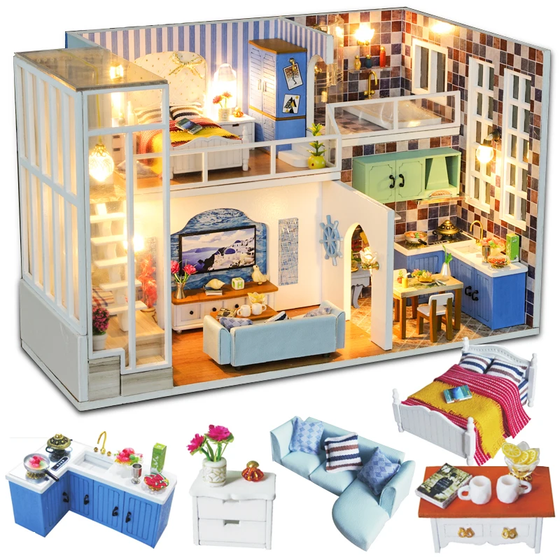 

CUTEBEE DIY Dollhouse Wooden doll Houses Miniature Doll House Furniture Kit Casa Music Led Toys for Children Birthday Gift M19
