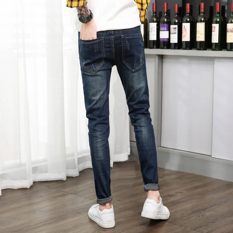 

Designer Jeans Men High Quality Mens Jeans Hip Hop Distressed Ripped Skinny Denim Biker Jeans Hole Elasticity Pant