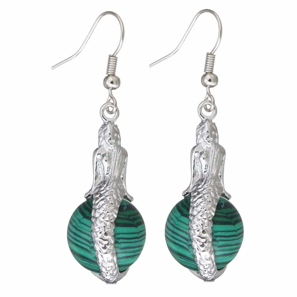 YYW европейские романтические серьги амулет Русалка из натурального камня