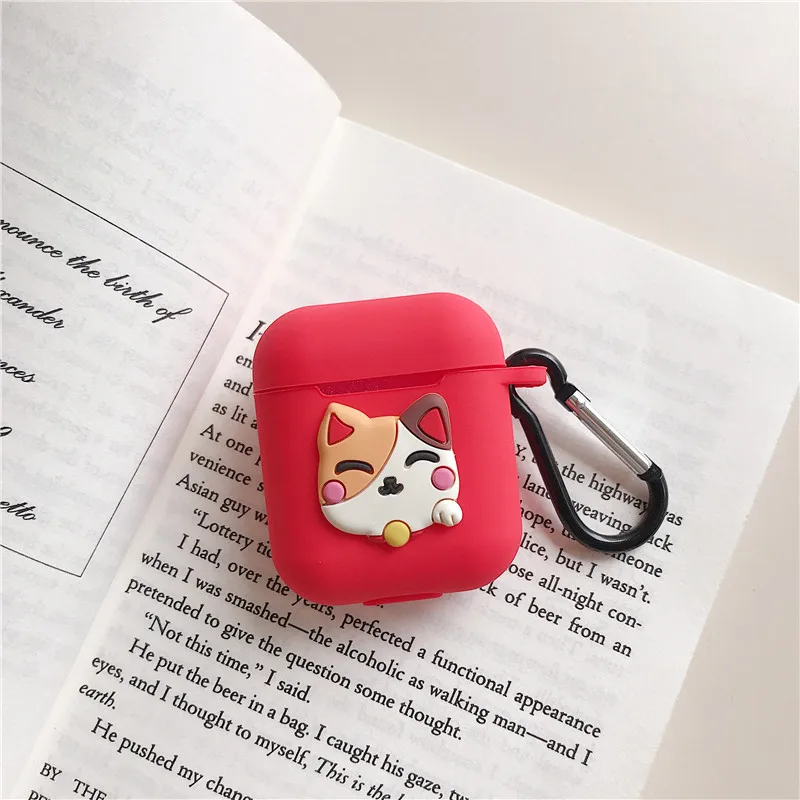 cat Bluetooth чехол для наушников Аксессуары для airpods защитный чехол сумка анти-потеря ремешок для airpods 2 милый мультфильм DIY силикон - Цвет: cat