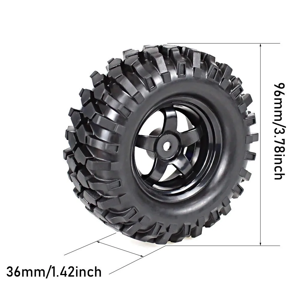 4 шт. 1 9 дюйма резиновые шины и колесные диски OD 96 мм для 1/10 RC Crawler Axial SCX10 D90 F350|Детали