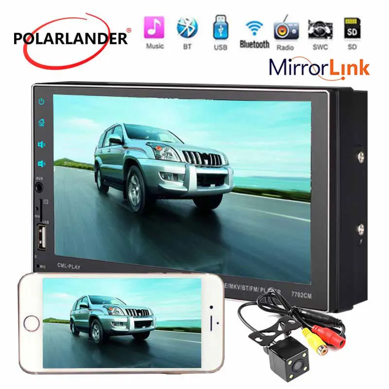 

2018 New 7" 2 Din Capacitive Screen Bluetooth USB/AUX/FM/SD/SWC MP5 Player Stereo Reversing Rear View Wireless Mirror Link HD