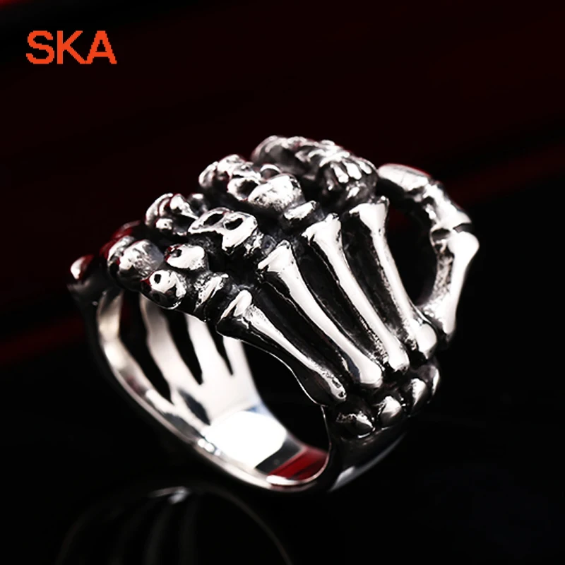 Ска кольцо хип хоп Anillos мужские кольца для мужчин кости руки титановая сталь рок