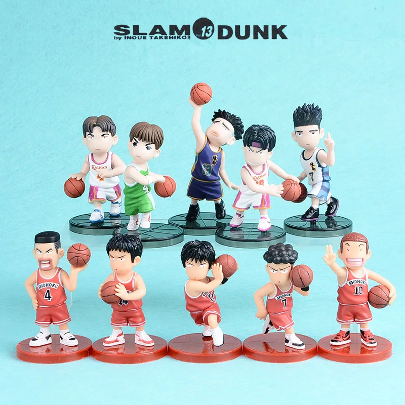 Figuras японского Аниме Slam Dunk ПВХ 10 ШТ. Набор Мини Фигурку Взрослых Горячие Куклы