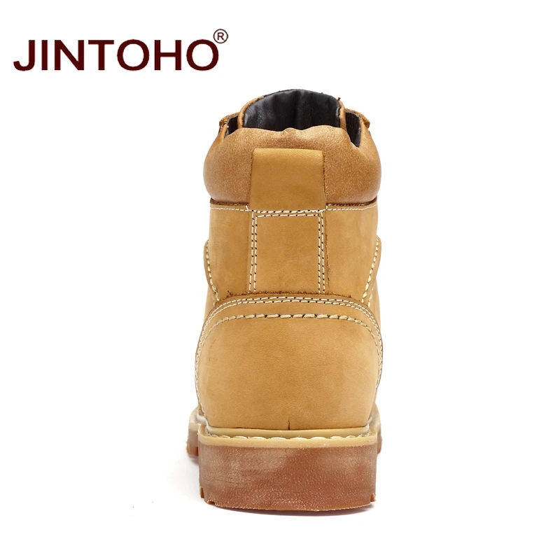 JINTOHO/новая зимняя теплая обувь на меху ботинки из натуральной кожи для работы и