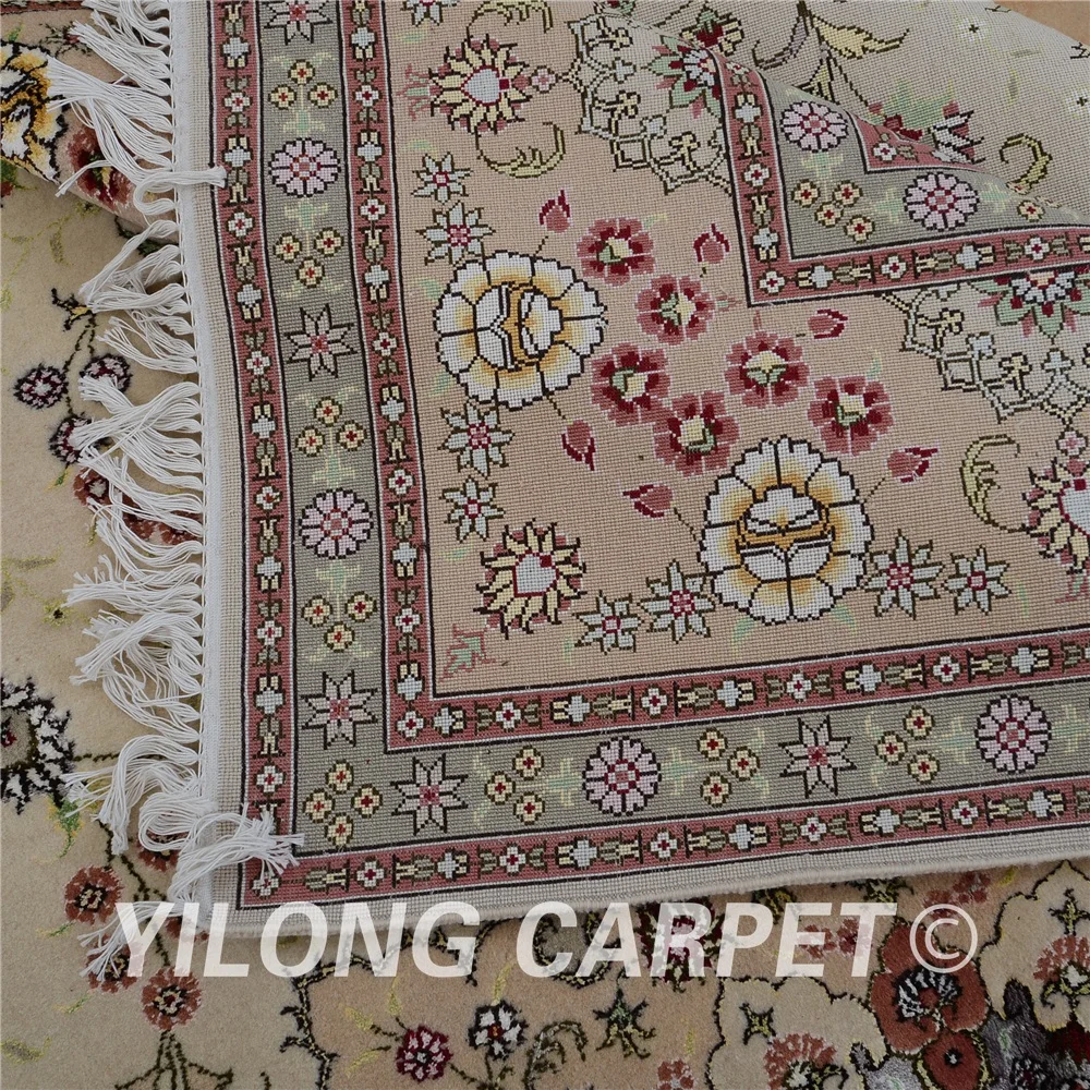 Yilong 8 'x 10' античный восточный шерстяной ковер бежевого цвета искусственный