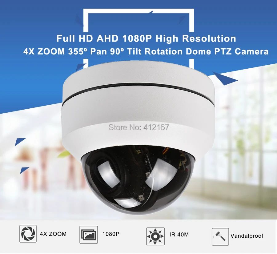 Безопасность AHD 1080P Антивандальная скоростная купольная PTZ камера SONY323 TVI CVI 4в1 PanTilt 2,8~ 12 мм 4X Zoom IP66 Водонепроницаемая 2mp UTC RS485