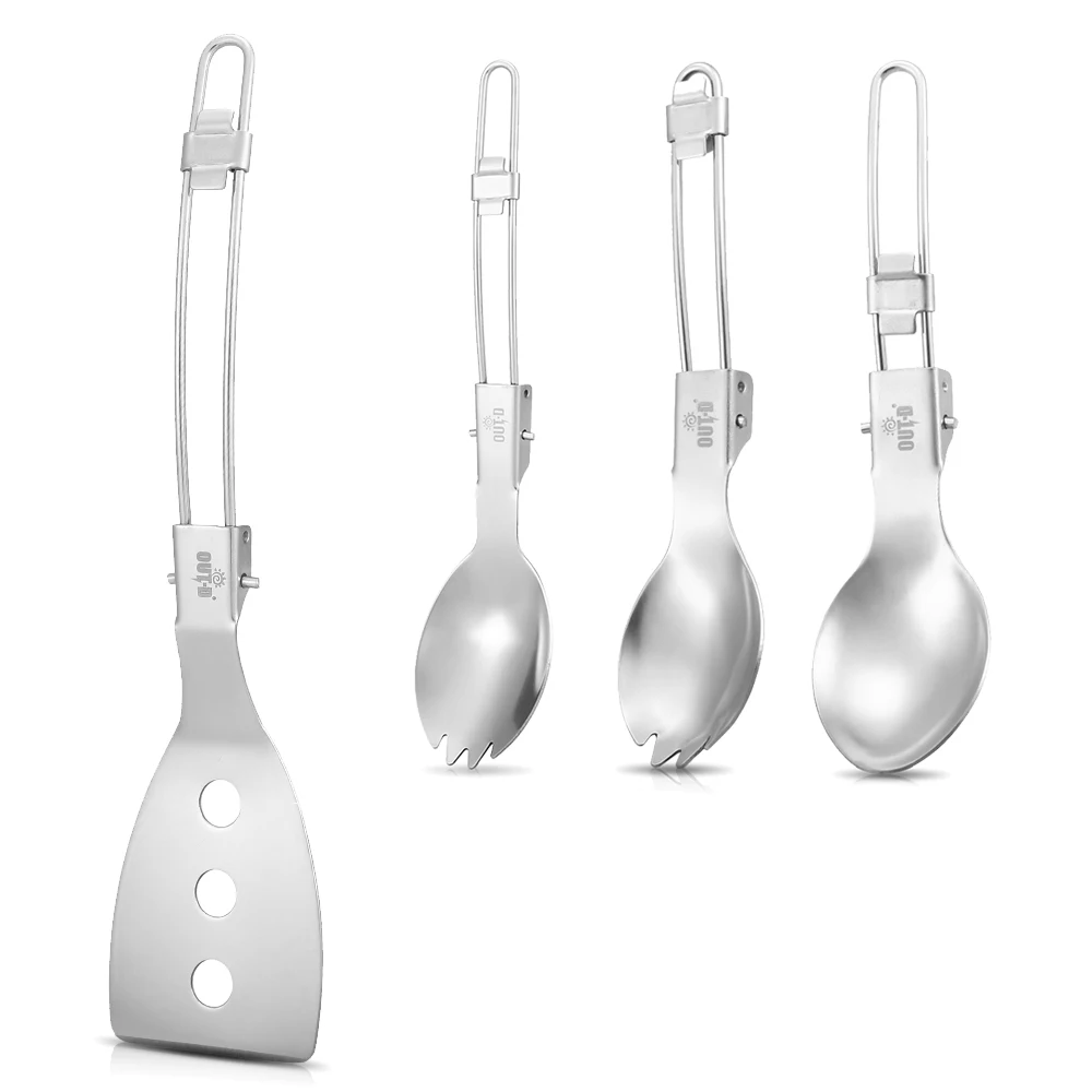 Нержавеющая сталь шпатель ложка Spork Еда складной портативный кулинарный ломтик Тернер Кемпинг Пикник кулинарные походные столовые приборы