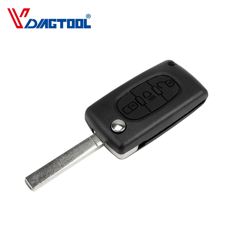 VDIAGTOOL 3 кнопки Брелок чехол для Peugeot Автомобильный ключ оболочка со светлой