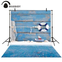 allenjoy baby backdrop blue wood board children swimming ring boat toys birthday photocall photography backgrounds photo studio