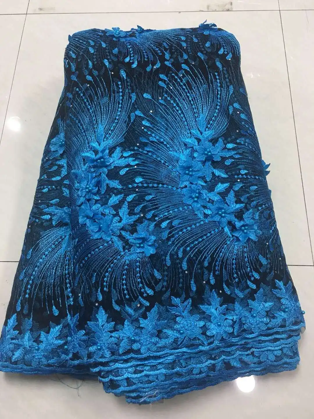 Синий 2019 Последние Французский Нигерии кружевной ткани Высокое качество Тюль