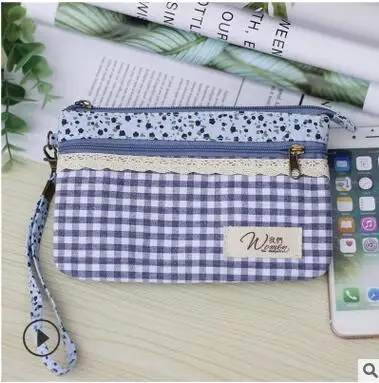 blue plaid Хлопковый клетчатый принт, женские мини клатчи на день, Дамская маленькая сумочка для телефона, сумка женская Bolso mujer bolsas feminina для девочек - Цвет: blue plaid