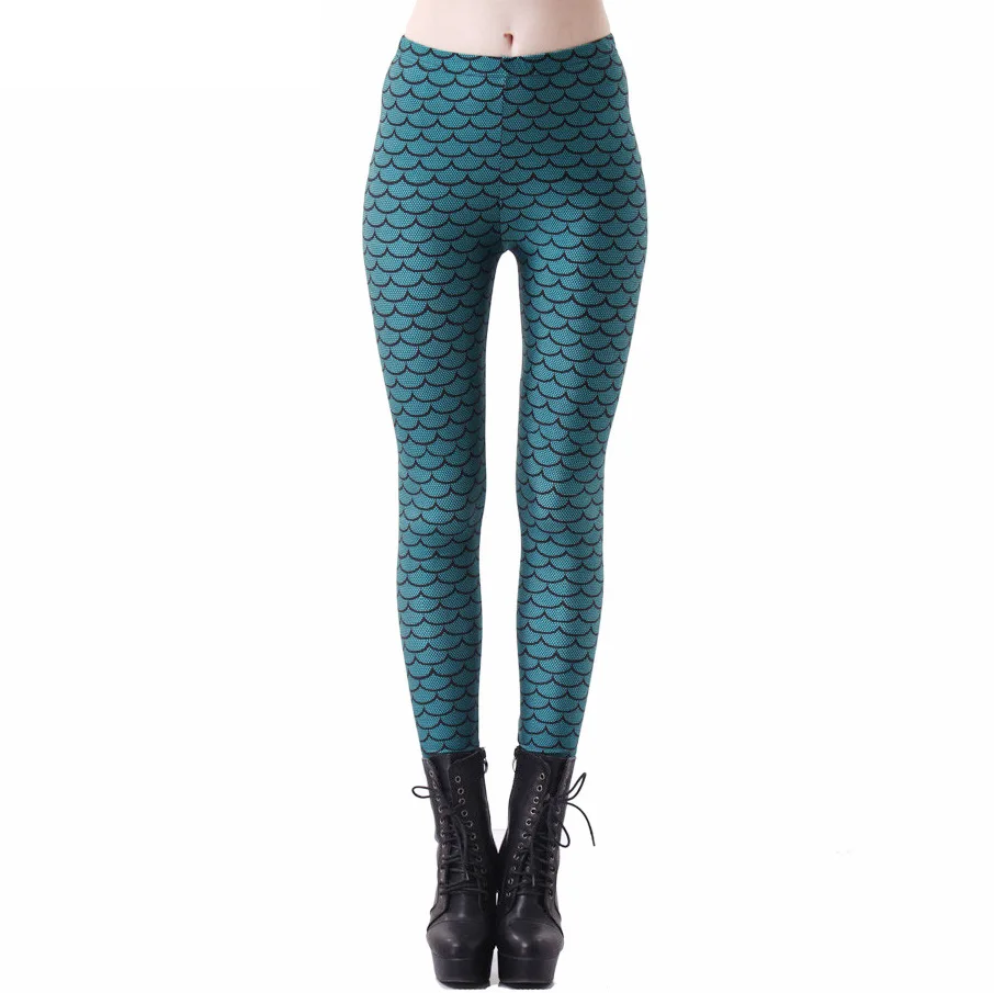 Женские леггинсы с сублимационной печатью облегающие узкие штаны для йоги синей