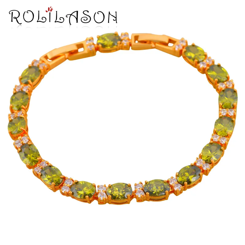 ROLILASON высокое качество низкие цены Мода Золотой Браслеты для Для женщин подарок