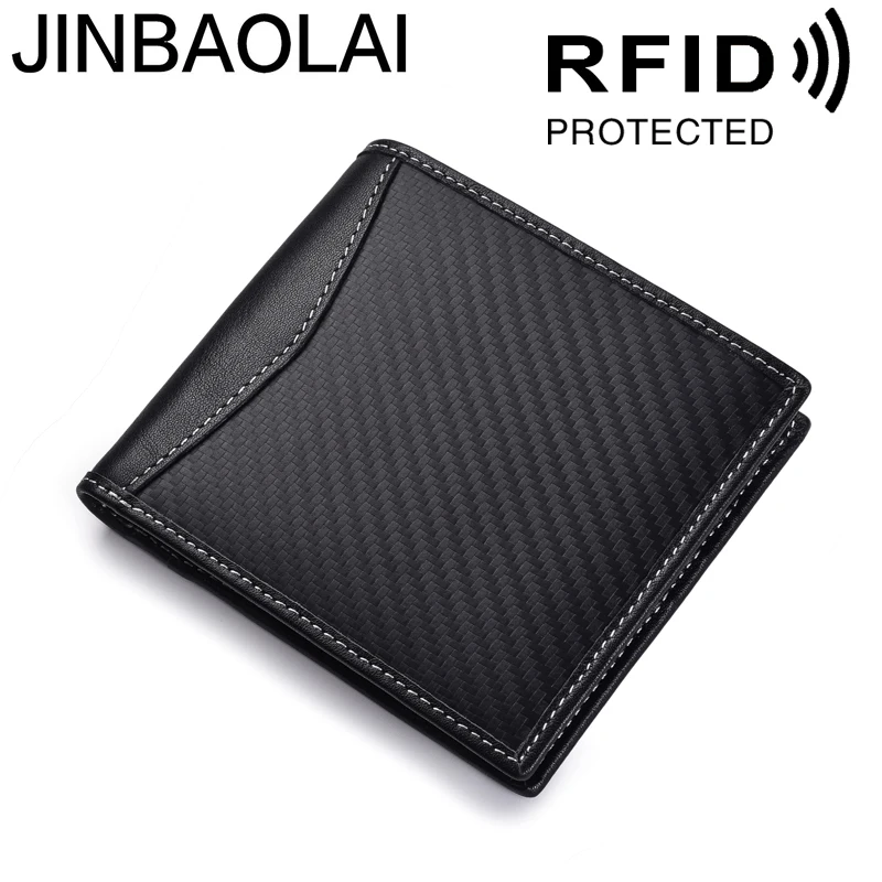 Jinbaolai роскошный мужской кошелек из натуральной кожи RFID для денег сумка бизнес