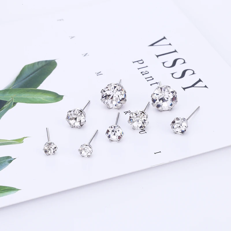 Женские сережки-гвоздики Bohopan сережки с блестящими белыми стразами