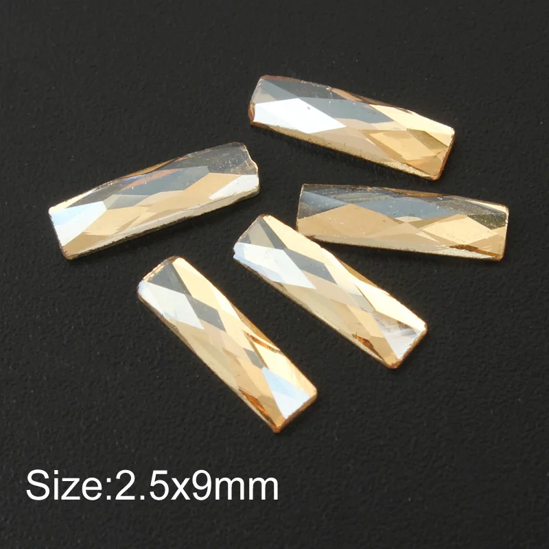 Strip 2.5x9mm Сердце/конский глаз/луна/овальный кристалл для ногтей шампанское горный хрусталь 3D Шарм плоский стеклянный камень маникюр стразы для ногтевого дизайна каменный декор - Цвет: Strip 2.5x9mm