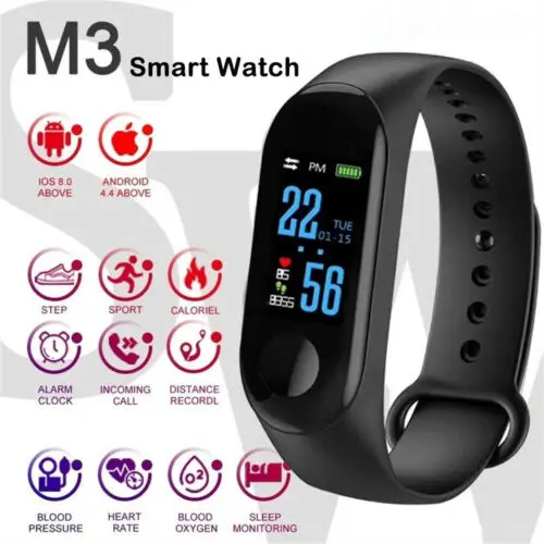 Bluetooth M3 Смарт часы для мужчин пульсометр монитор артериального давления фитнес