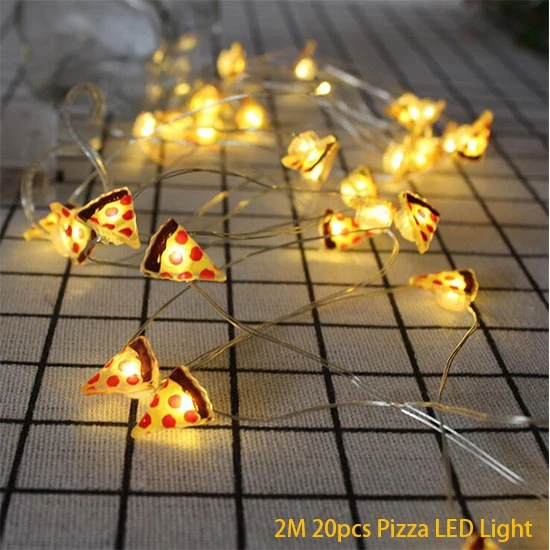 pizza LED light 2 м светодиодный струнный светильник s украшение DIY Фламинго вечерние украшения 10 светильник s Единорог Декор летние вечерние принадлежности свадебный Декор Светильник - Цвет: pizza LED light