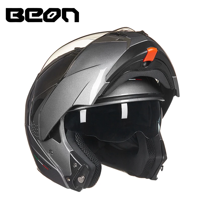 Мотоциклетный шлем BEON откидной с двойными линзами BLUETOOTH для езды на мотоцикле и