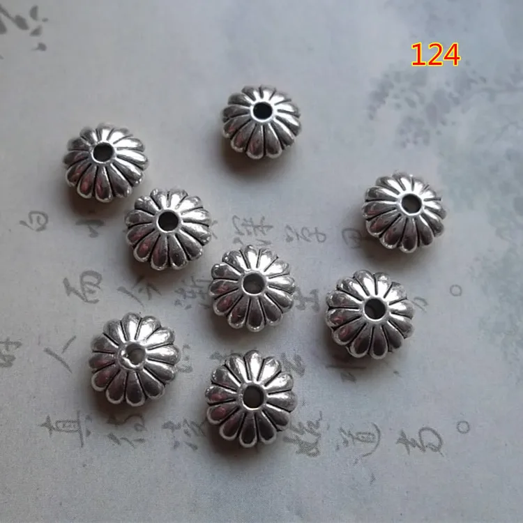 30 шт./лот Винтажные бусины в форме цветка тибетские серебряные