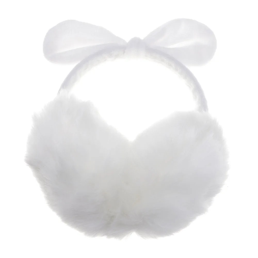 Зимние теплые мягкие наушники с кроличьим мехом милые бантом | Мать и ребенок