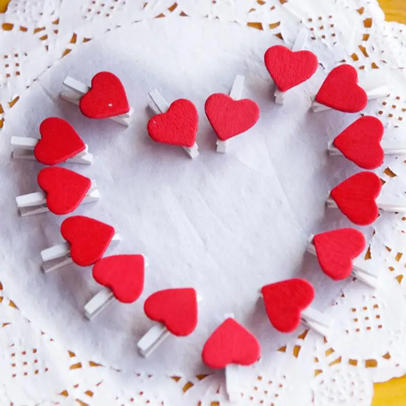 50 шт Мини любящее сердце из дерева DIY фото клип офиса ремесло клипы одежда бумага