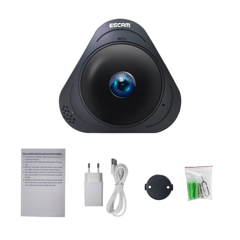 ESCAM Q8 Fisheye WIFI IP Camera HD960P 1.3MP 360 Degree With Two Way Audio/Motion Detector CCTV Video Surveillance | Безопасность и