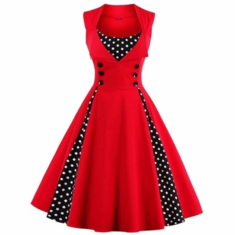 Для женщин Fit Flare Винтаж волновой точки рукав поставить на большой пачки Империя