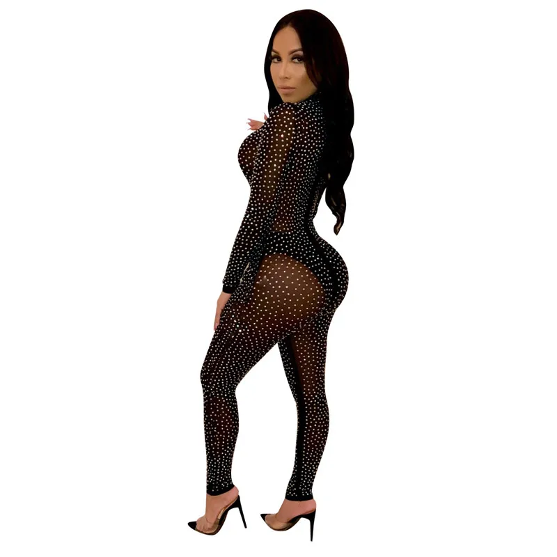Adogirl бриллиантовый прозрачный сетчатый комбинезон женские сексуальные