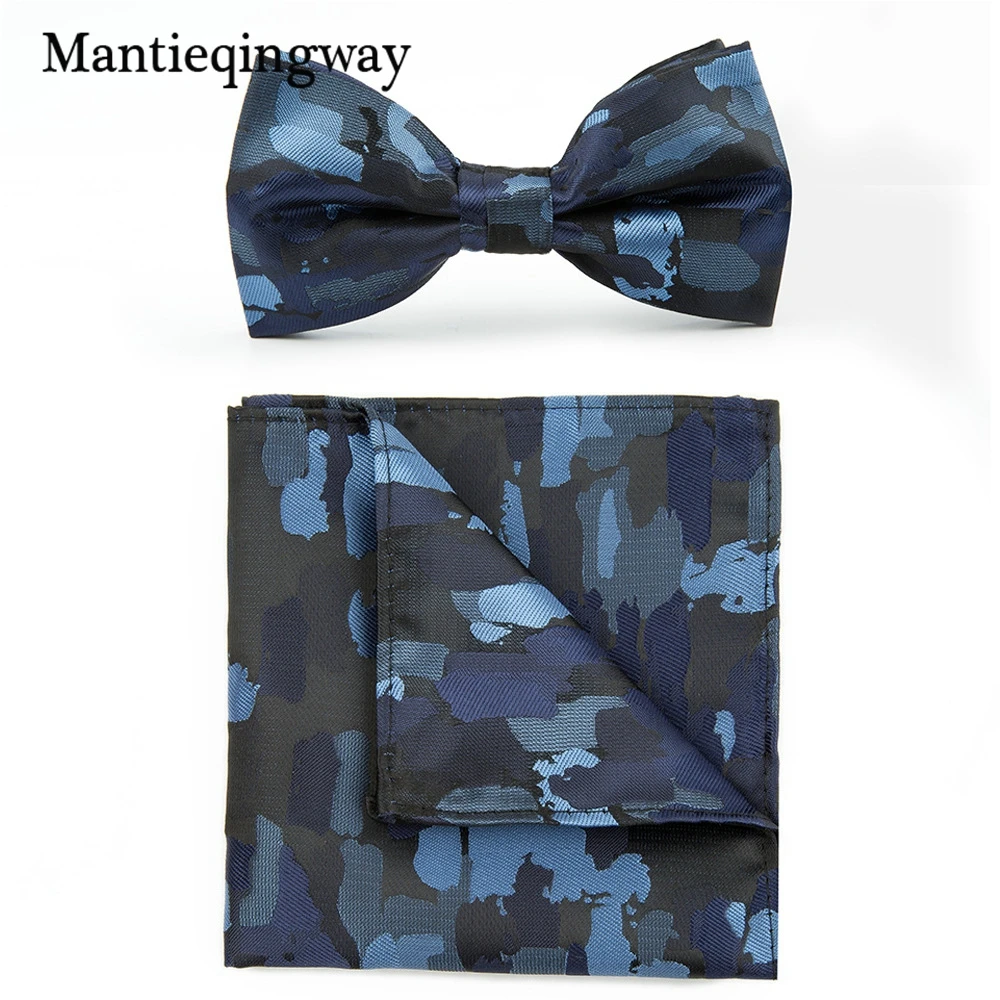 Mantieqingway классический деловой Камуфляжный платок с принтом галстук-бабочка набор