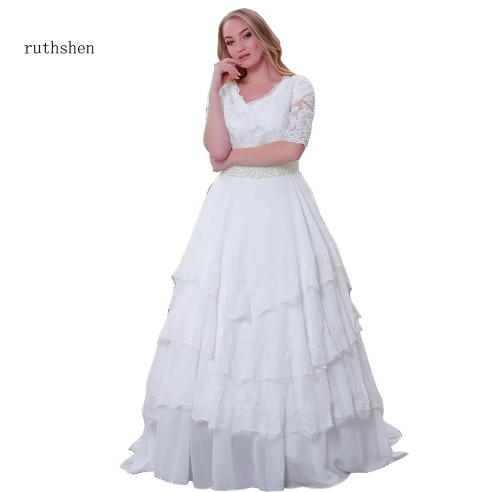 Ruthshen vestido de noiva мусульманское подвенечное платье развертки Поезд платья халат Mariee
