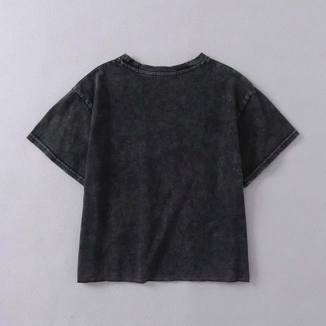 INS Blogger/2019 летняя новая модная футболка с короткими рукавами со старыми