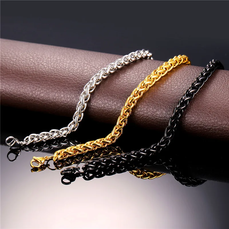 Витая Ювелирная цепочка с покрытием из на шею для мужчин желтого золота/черного