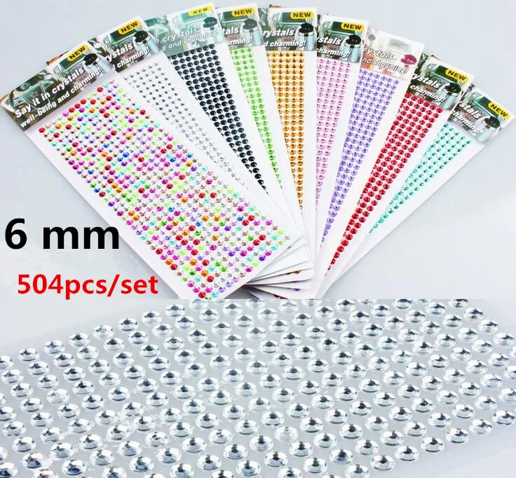 504 шт./компл. красота 6 мм кристаллы стразы украшение автомобиля Переводные