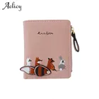 Aelicy Новый Модный женский кошелек с милыми мультяшными животными, короткий кожаный женский маленький кошелек на молнии с отделением для карт для девочек