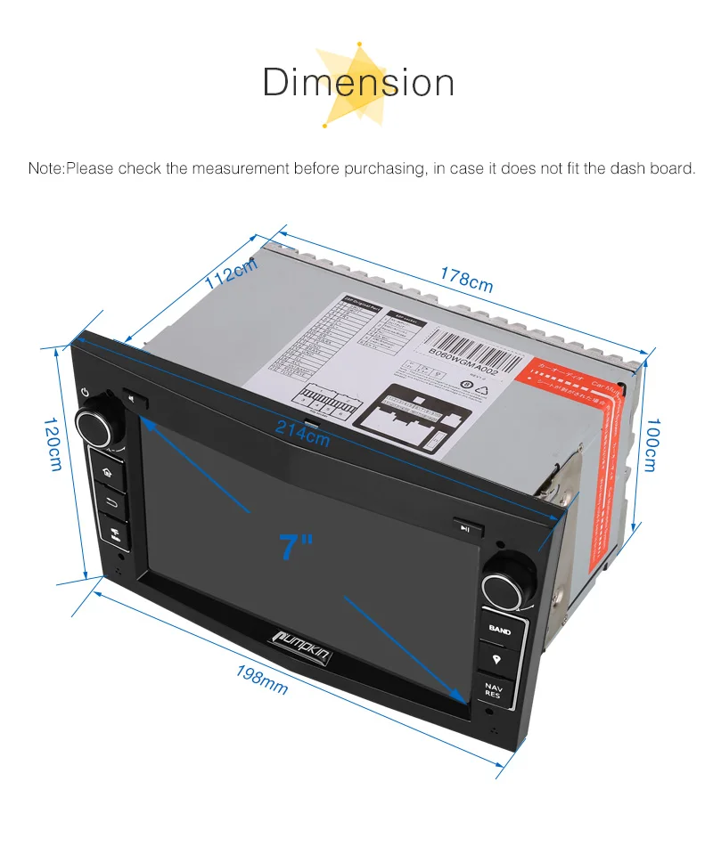 Тыква 2 Din7 &quotQcta-core 4G + 32G Android 8 0 автомобильный радиоприемник без dvd-плеера GPS