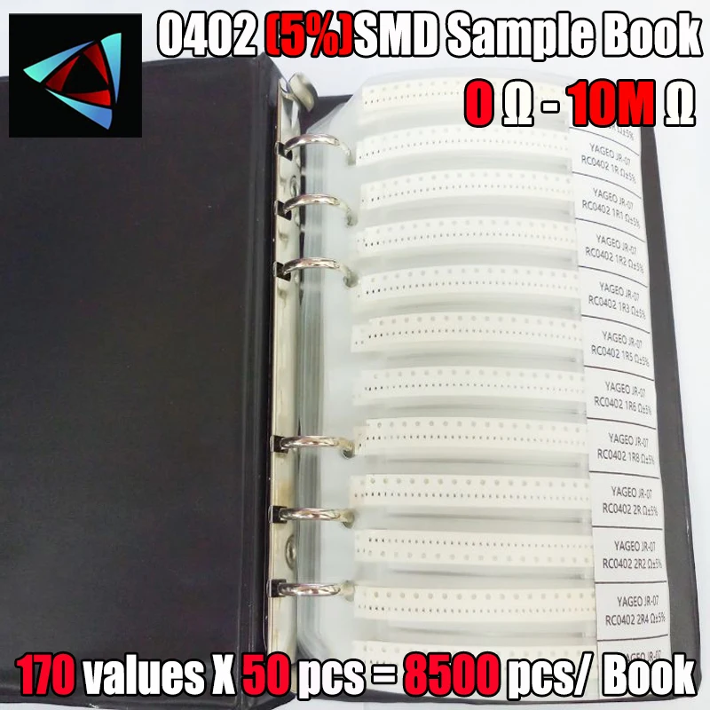 

0402 5% 0R~10M YAGEO SMD Resistor Sample Book Tolerance 170Valuesx50Pcs=8500Pcs Kit