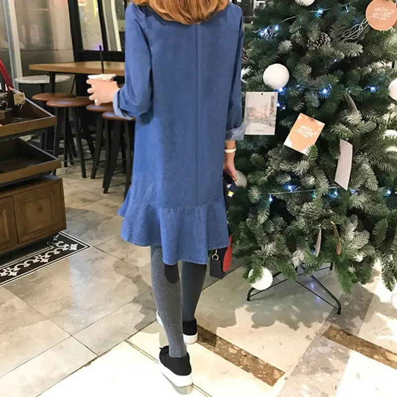 2022 spring and autumn new ladies fashion large size denim dress | Женская одежда