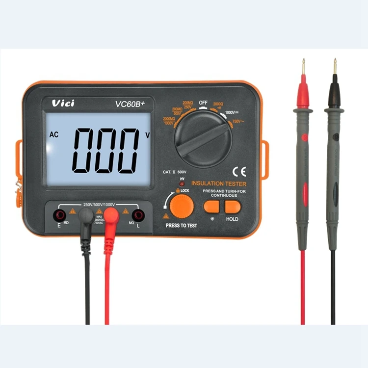 VC60B+ цифровой тестер сопротивления изоляции VICI Megger MegOhm метр 250V 500V 1000V Входная сигнализация высокого напряжения и короткого замыкания
